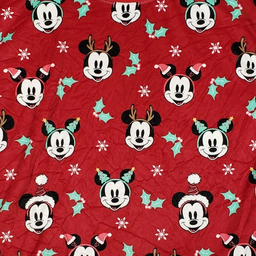 Disney Mickey Mouse Womens 2X Pajama Top Red Fleece Holiday Christmas Excellent - Picture 8 of 8